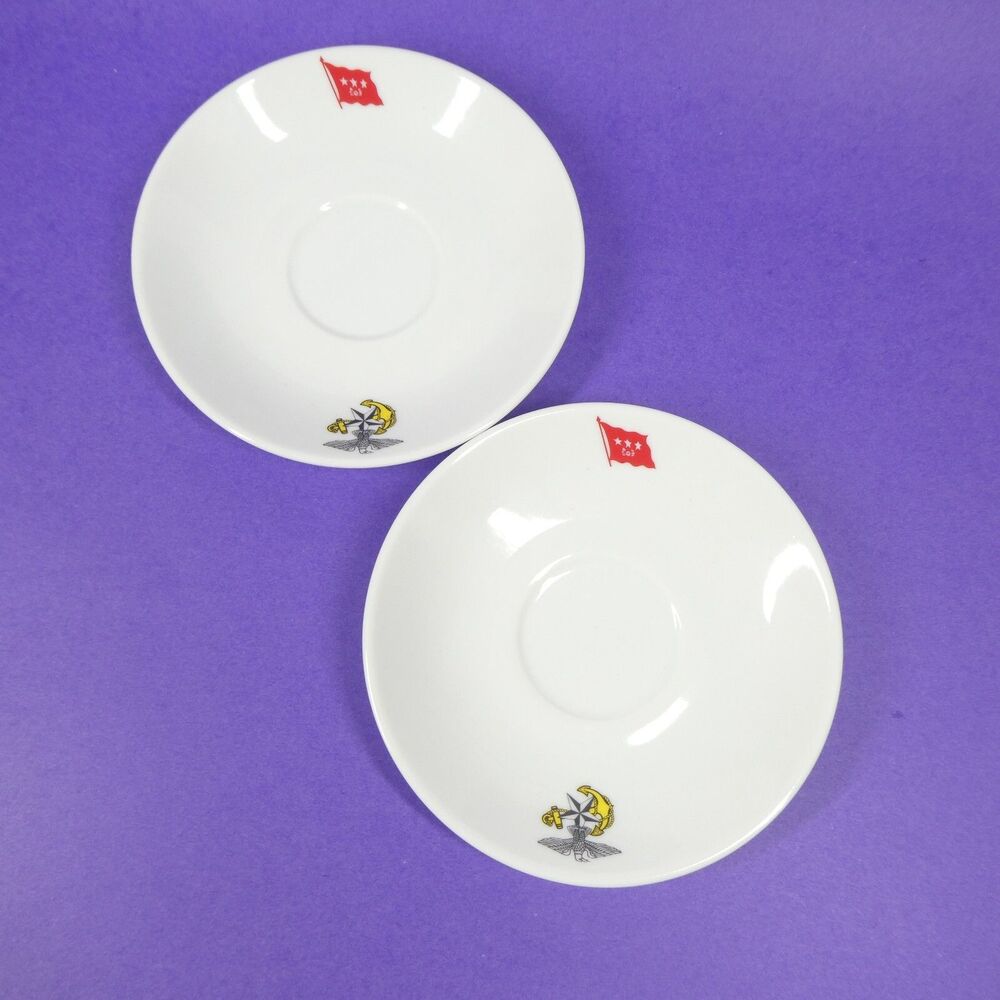 2 Japan Military Naval Flag Saucers Antique Japanese 6"